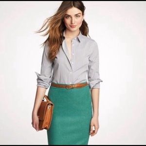 J.Crew, The Pencil Skirt in mint green wool